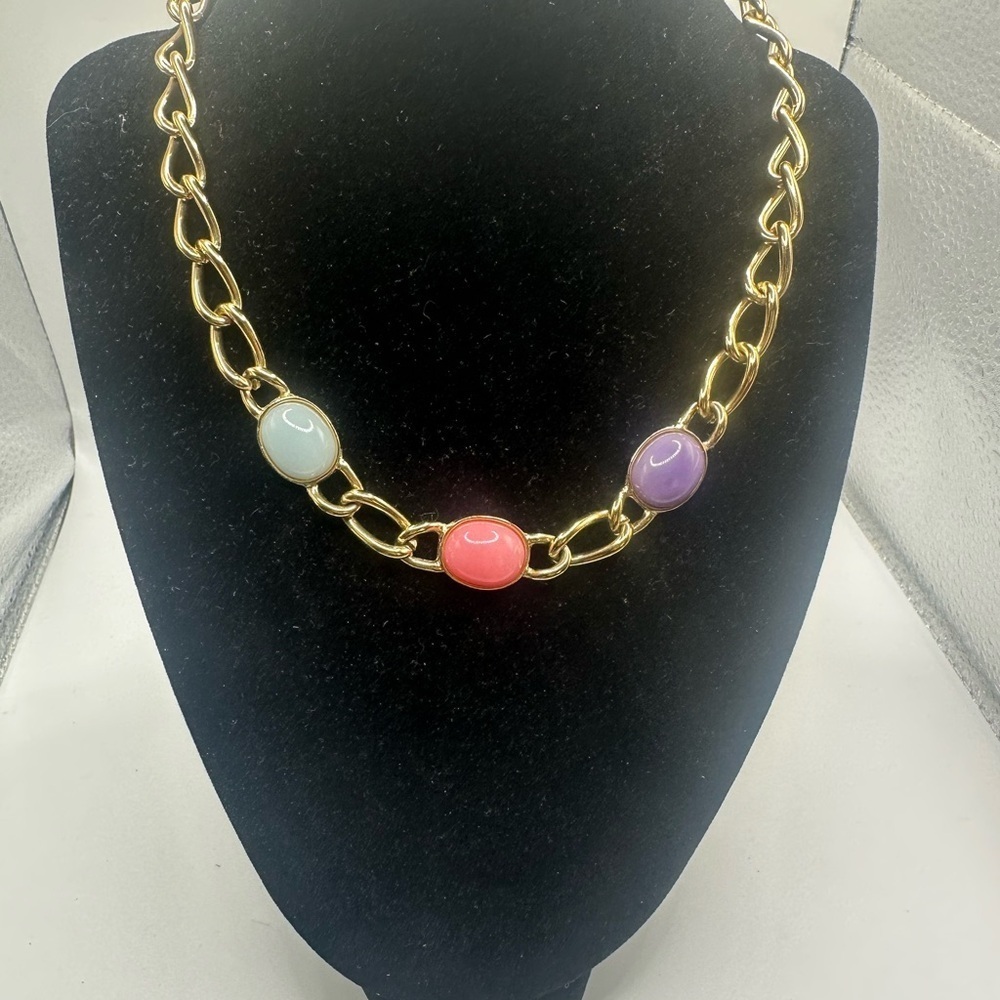 1960s Vintage Givenchy Gold Choker & Bracelet Set – Rare Pastel